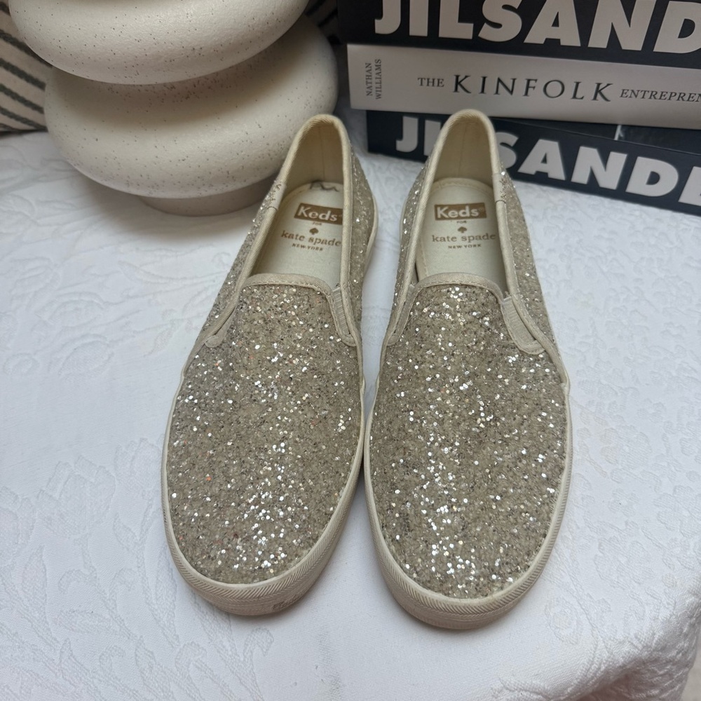 Kate Spade Gold Glitter Slip-On Shoes